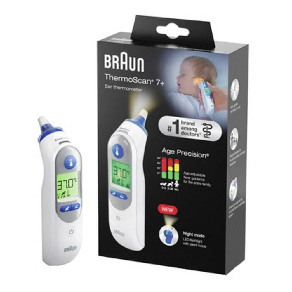Braun ThermoScan 7+, IRT6525WE Infrarot-Fieberthermometer mit vorgewärmter Messspitze