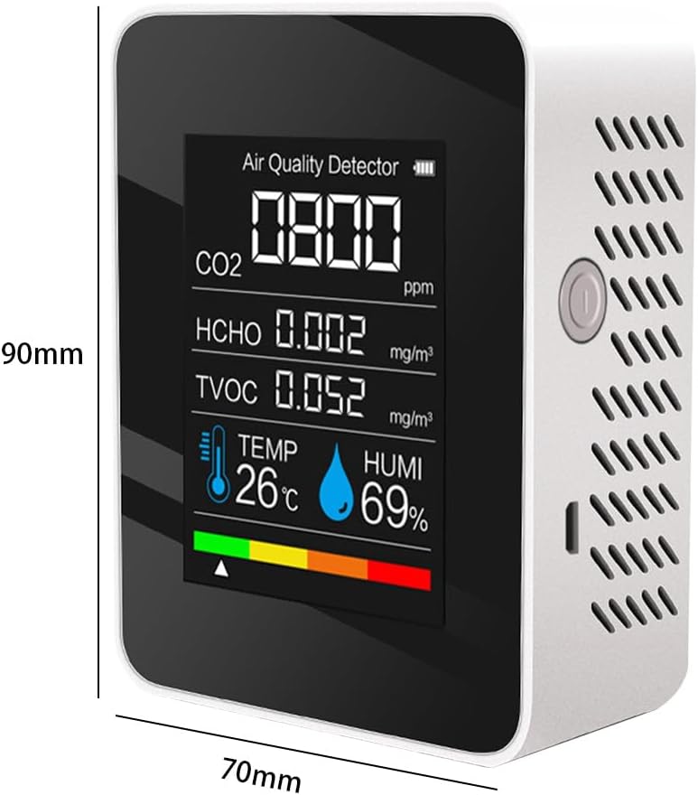 5-in-1-Raumluftqualitätsmonitor Formaldehyd CO2 TVOC Temperatur-Feuchtigkeitsdetektor für Zuhause, Küche, Büro, Auto – Bild 8