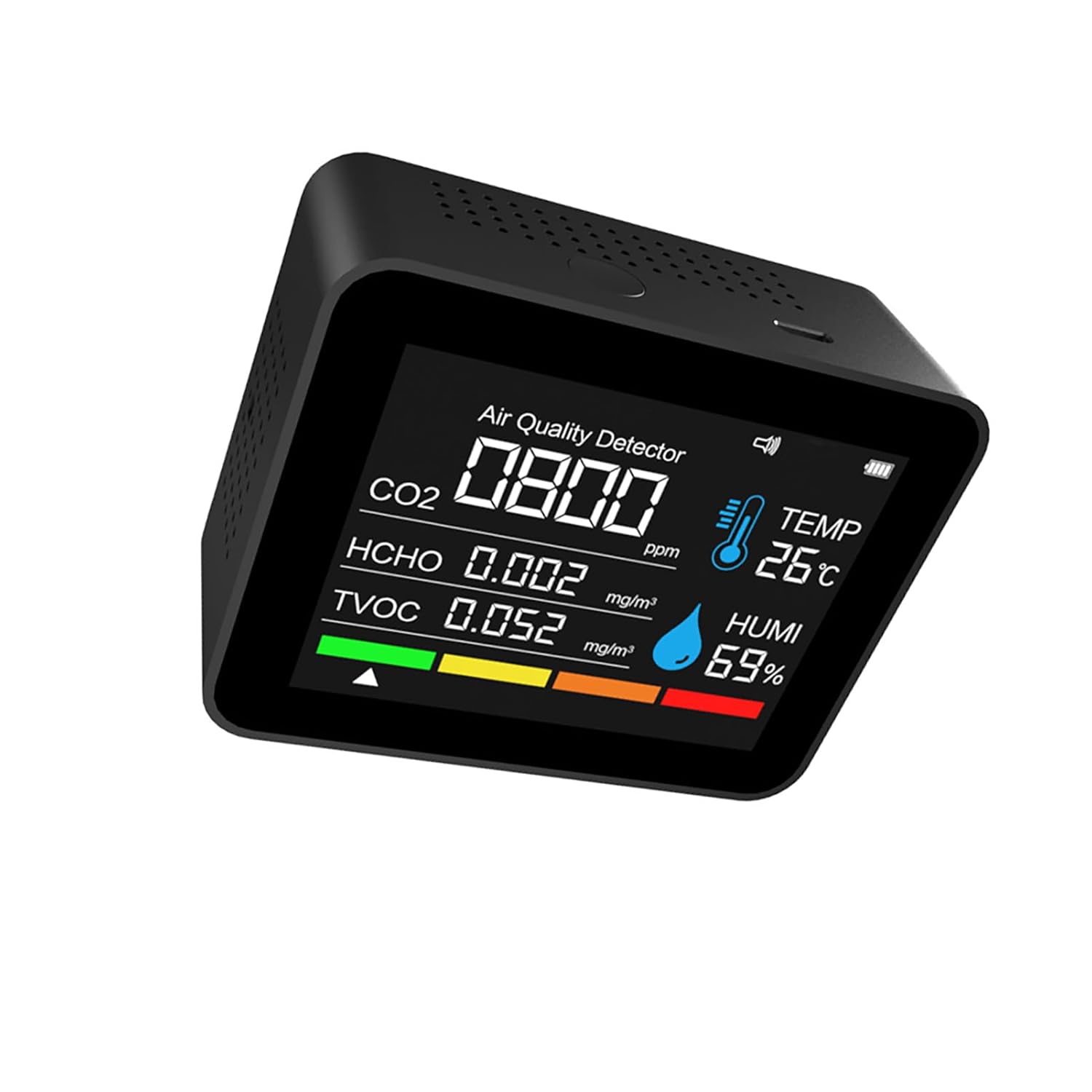 SENECESLI 8-in-1-Luftqualitätsmonitor, Innenluftqualitätsmessgerät mit CO2 HCHO TVOC PM2,5 PM10 Temperatur-Feuchtigkeitsdetektor, Echtzeit-Daten-Farbbildschirm-Schimmeltest-Kit für das (#1) – Bild 7