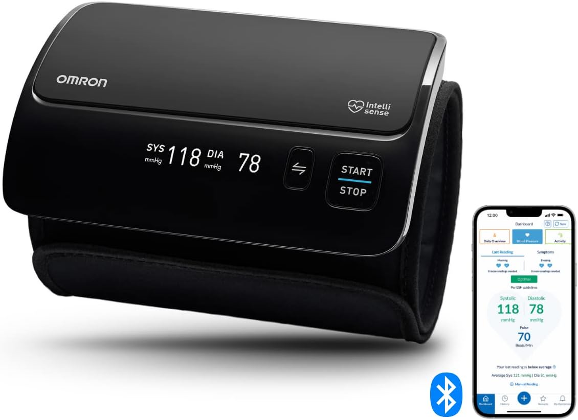 Omron Evolv All-in-One, digitales Oberarm-Blutdruckmessgerät HEM-7600T-E, kabellos, schwarz