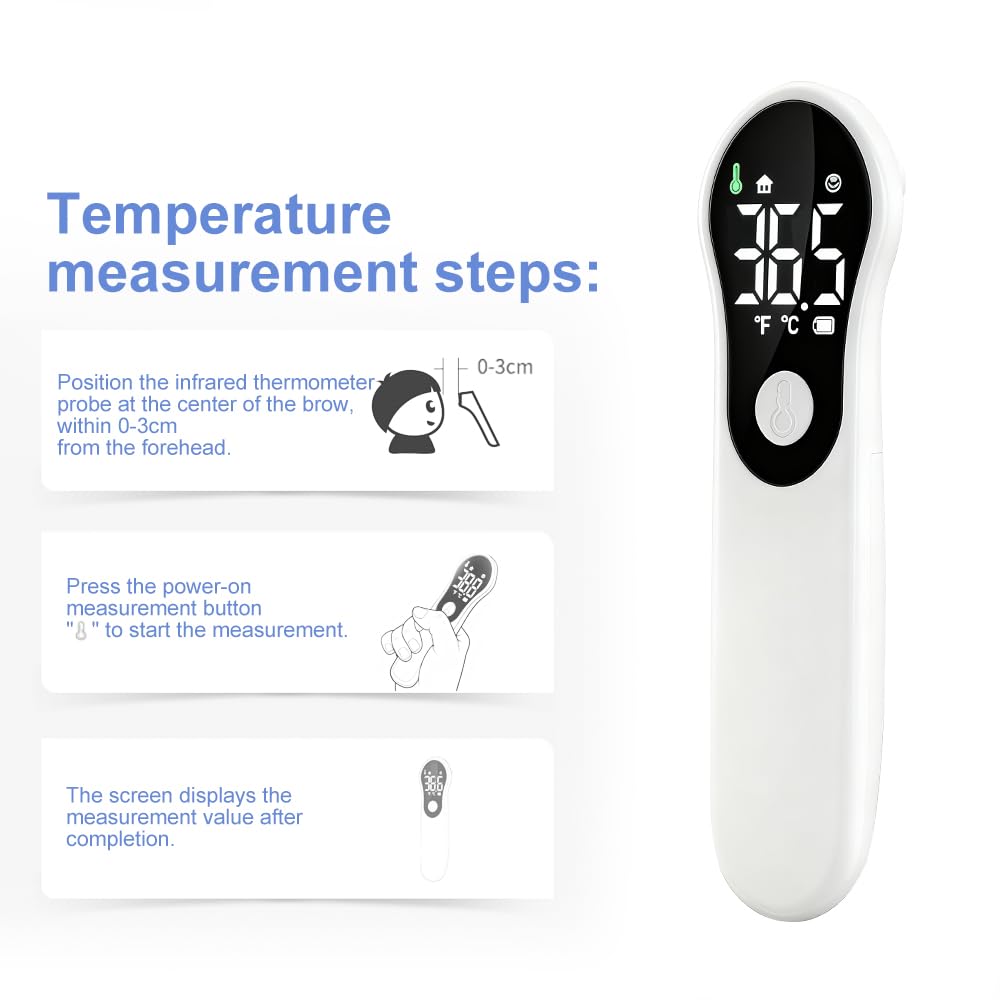 Fieberthermometer Stirnthermometer – wiederaufladbar & kontaktlos, Infrarot-Stirnthermometer für die ganze Familie mit sekundenschneller Messung – für zu Hause und unterwegs – Bild 8