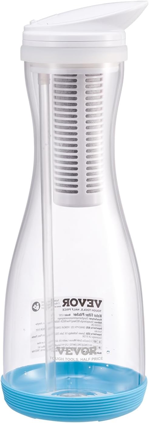 VEVOR Wasserfilterkanne, Wasserfilterkanne, 6 Tassen, Glas, Wasserfilterspender, kühlschrankfreundliches Wasserfiltersystem, kein BPA, hält 3 Monate / 800 l, reduziert Chlor- und Rostgerüche, PFOA/PFOS – Bild 10