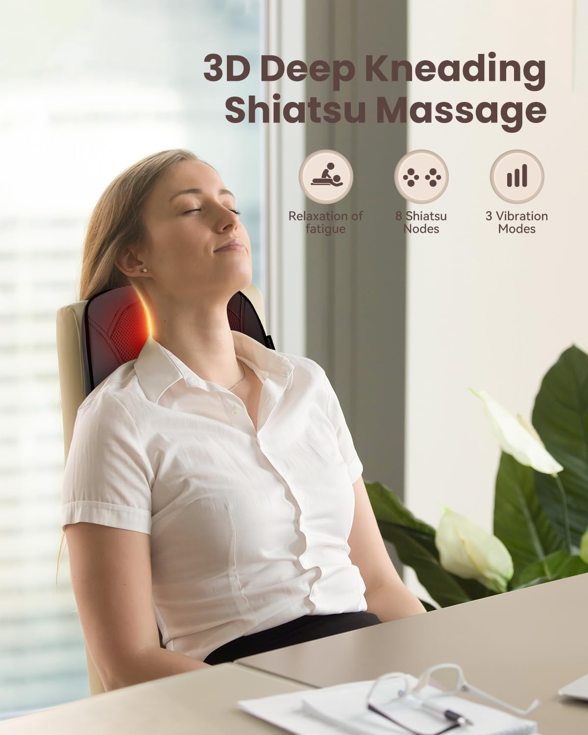 COMFIER Massagegerät, Nackenmassagegerät mit Wärme, Shiatsu-Rückenmassagegerät mit 4D-Knetköpfen, Massagekissen für Schulter, Rücken, Beine, Geschenke für Männer und Frauen – Bild 2