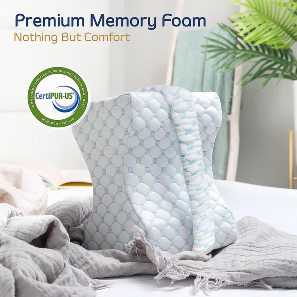 Kniekissen für Seitenschläfer, ergonomisches Memory-Schaum-Beinkissen, atmungsaktiv, waschbarer Bezug, Komfortkissen für Beine, Schlafen, Reisen, Sofa – Bild 7