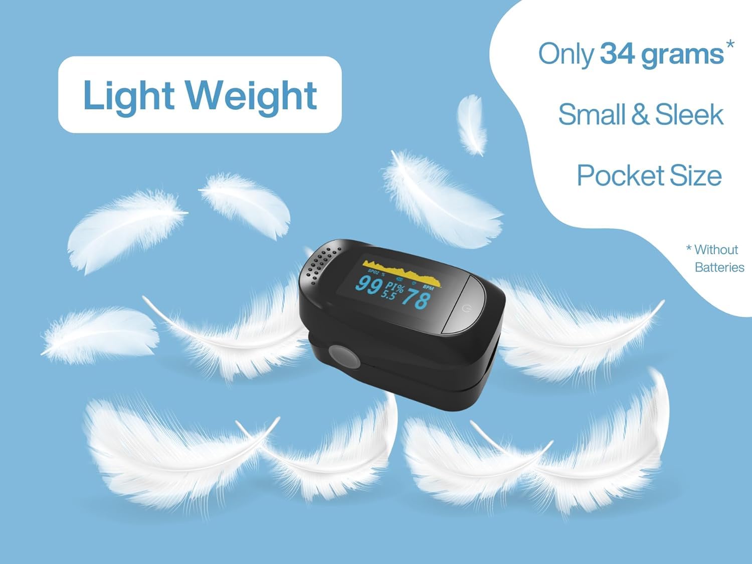 Pulsoximeter, Fingerpulsoximeter, ideal zur schnellen Messung der Sauerstoffsättigung (SpO2), einfacher Herzfrequenzmesser für Erwachsene – OLED-Display (A, 3 Stück) – Bild 6