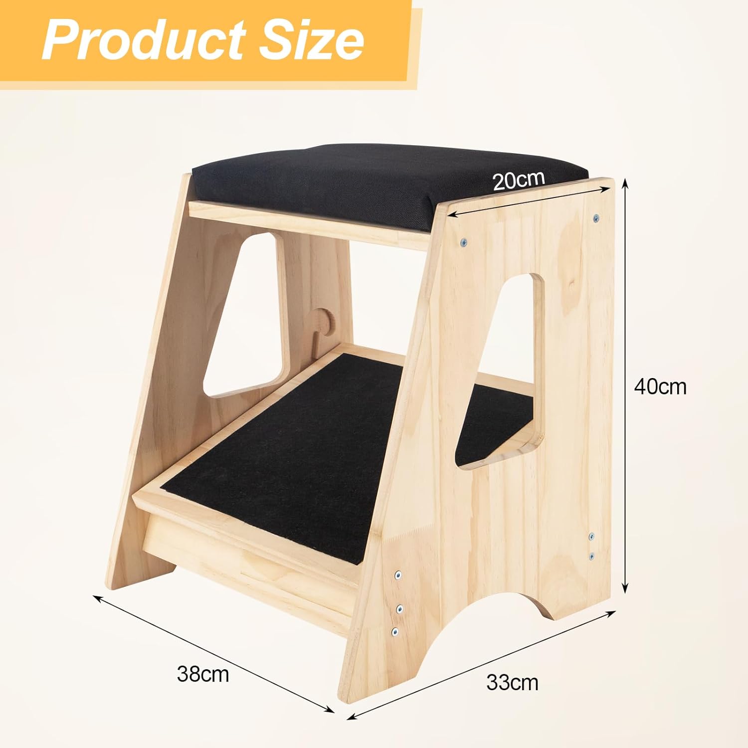 Fußstütze für unter den Schreibtisch, verstellbare Fußstütze mit einer Tragkraft von 136 kg, Fußhocker aus Holz mit rutschfester Polsterung für Büro und Zuhause – Bild 2