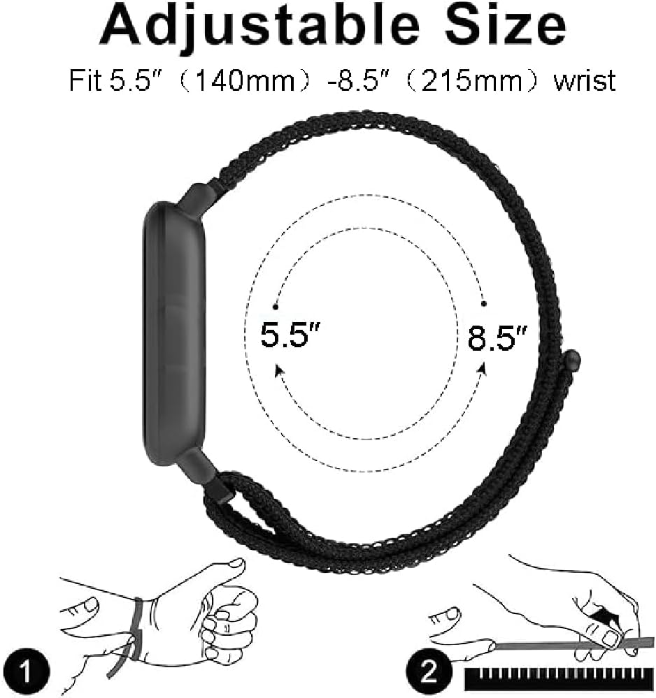 Nylon-Armbänder für Xiaomi Smart Band 7 / Mi Band 6 / Band 5 / Band 4 / Band 3, Sportarmband-Uhrenarmband, Ersatzarmband für Amazfit Band 5 (Schwarz) – Bild 4