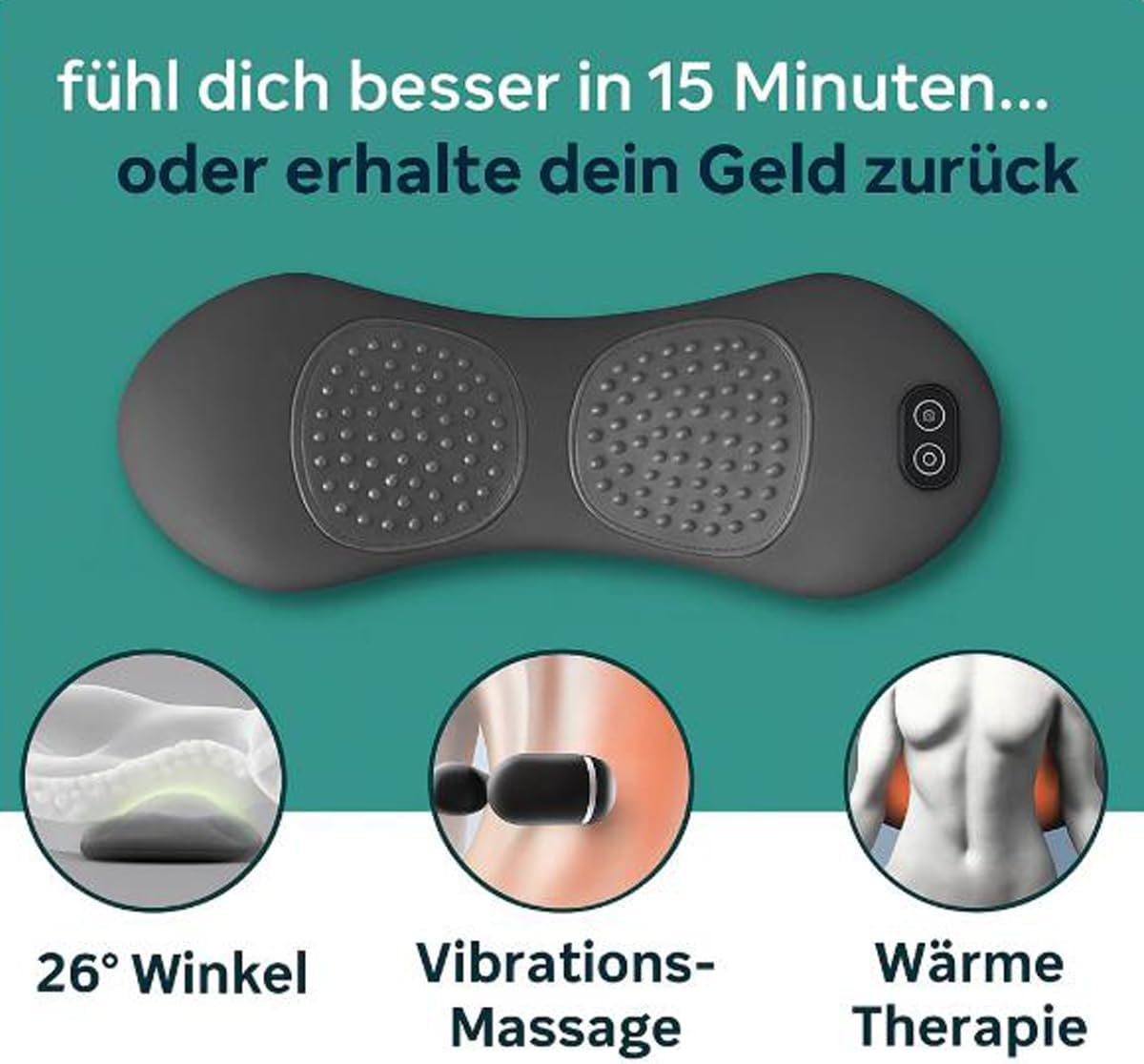 Vertacura 3-in-1 Rückenmassagegerät, Rückenstrecker mit 26° Ergonomischer Krümmung, Haltungstrainer und Rückenstützkissen – Bild 3