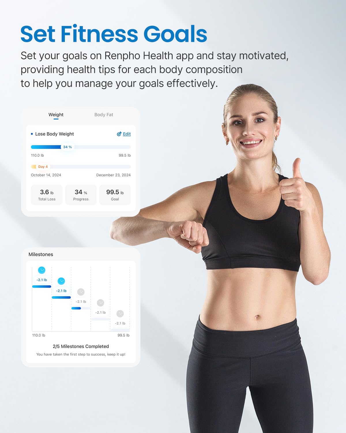 Renpho WiFi Smart Scales Bluetooth-Körperfettwaage, mit Körperfett und Muskelmasse, kabelloser Körperanalyse & Überwachung von 13 Körperwerten für Ihre Gesundheit – Bild 8
