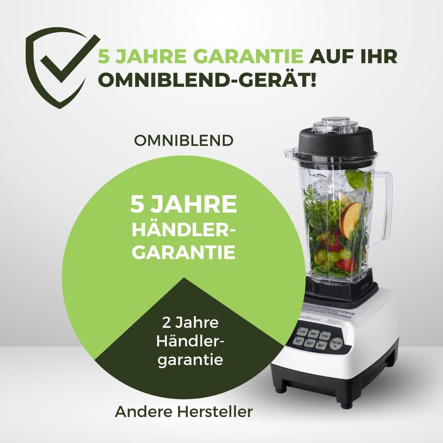 OmniBlend Smoothie Maker 2L in Weiß I Smoothie Mixer inklusive BPA-freiem Behälter & 6-Klingen-System aus Edelstahl I Mixer Smoothie Maker ideal für grüne Smoothies I Standmixer mit 3 PS Motor – Bild 6