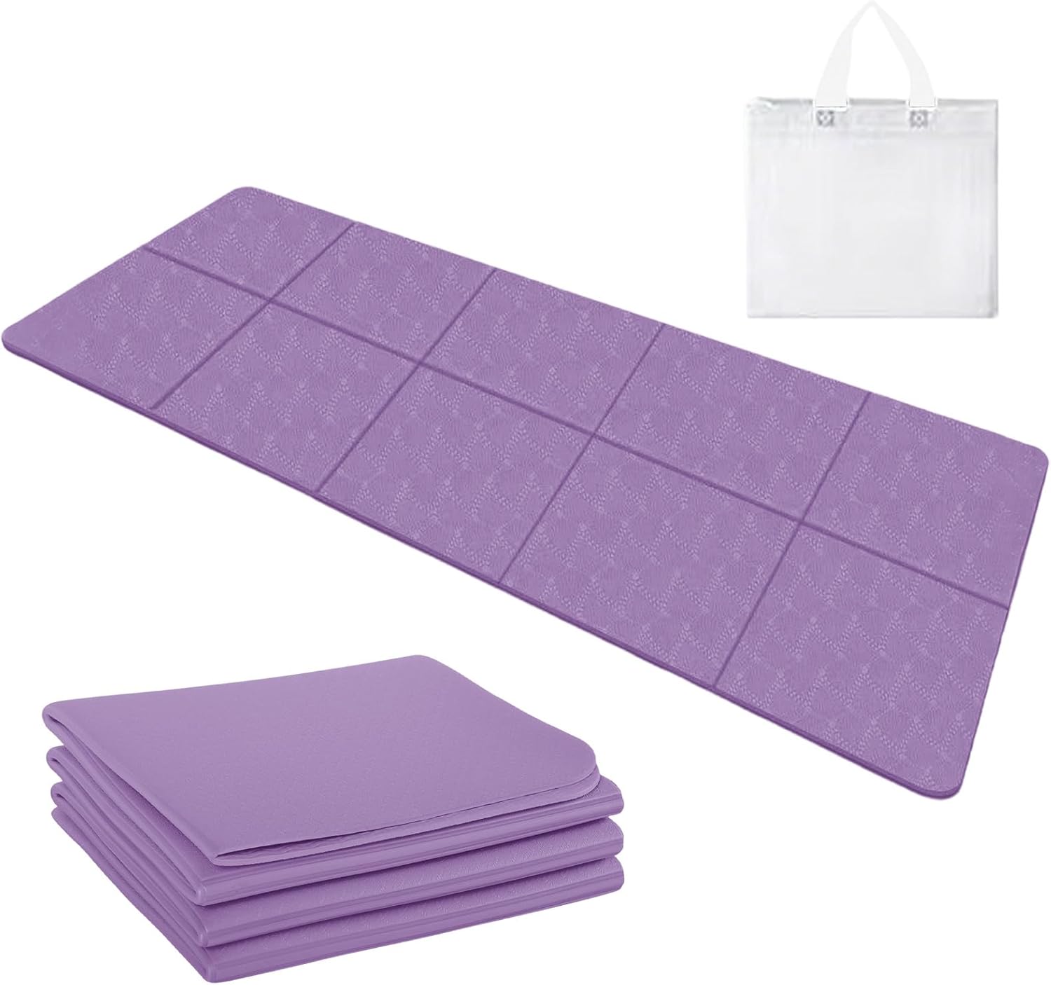 Faltbare Yogamatte, faltbare Yogamatte, Reisen, leicht, 183 x 61 x 0,4 cm, rutschfeste tragbare Fitnessmatte mit Tragetasche für Reisen, Pilates, Sport