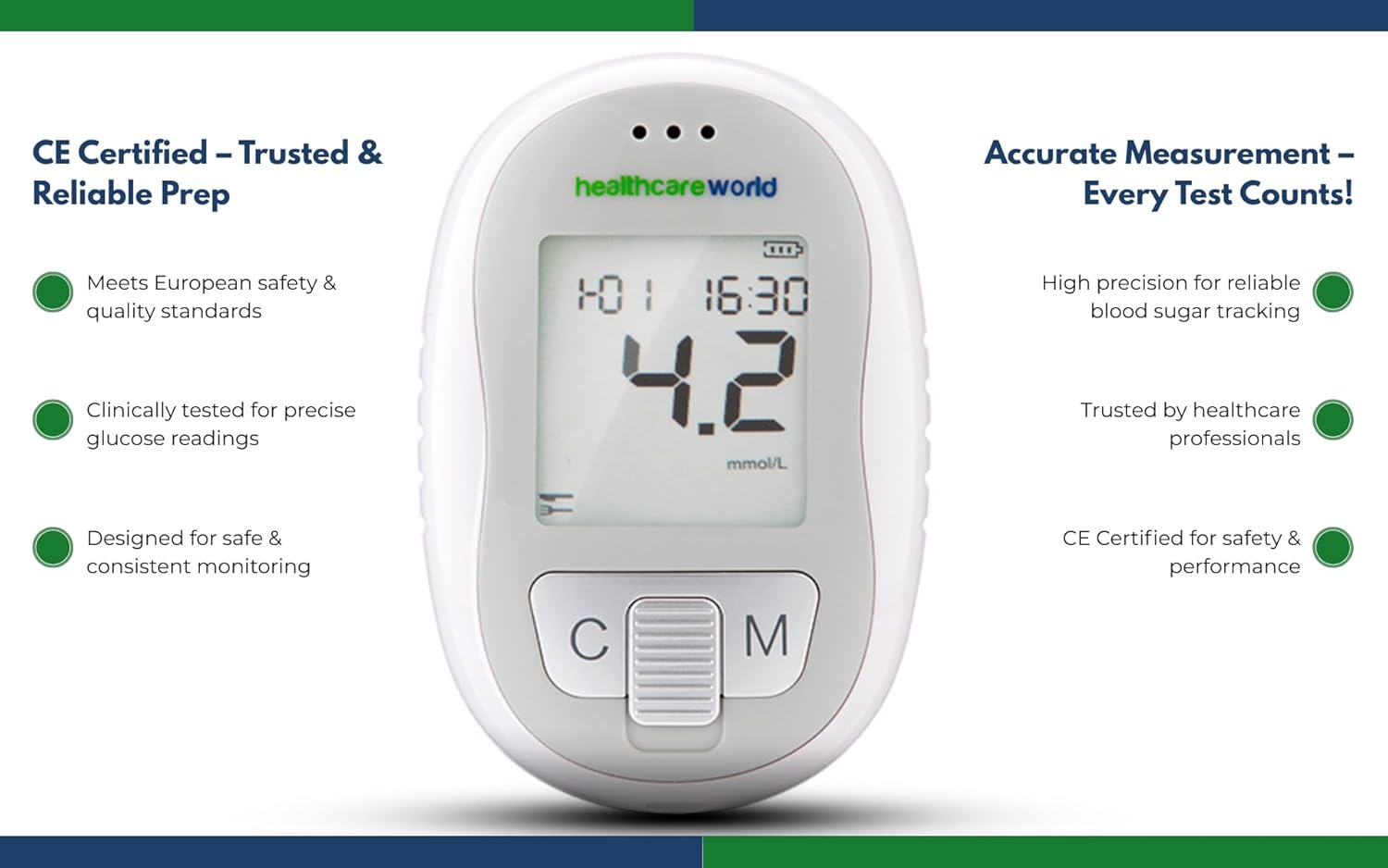 Healthcare World Blutzuckermessgerät Set mit 10 Teststreifen & 60 Lanzetten – Präziser No-Coding Glukometer für Diabetes-Tests, Blutglukose Zuhause, Schnelle Messergebnisse, Tragbares Diabetiker-Gerät – Bild 5