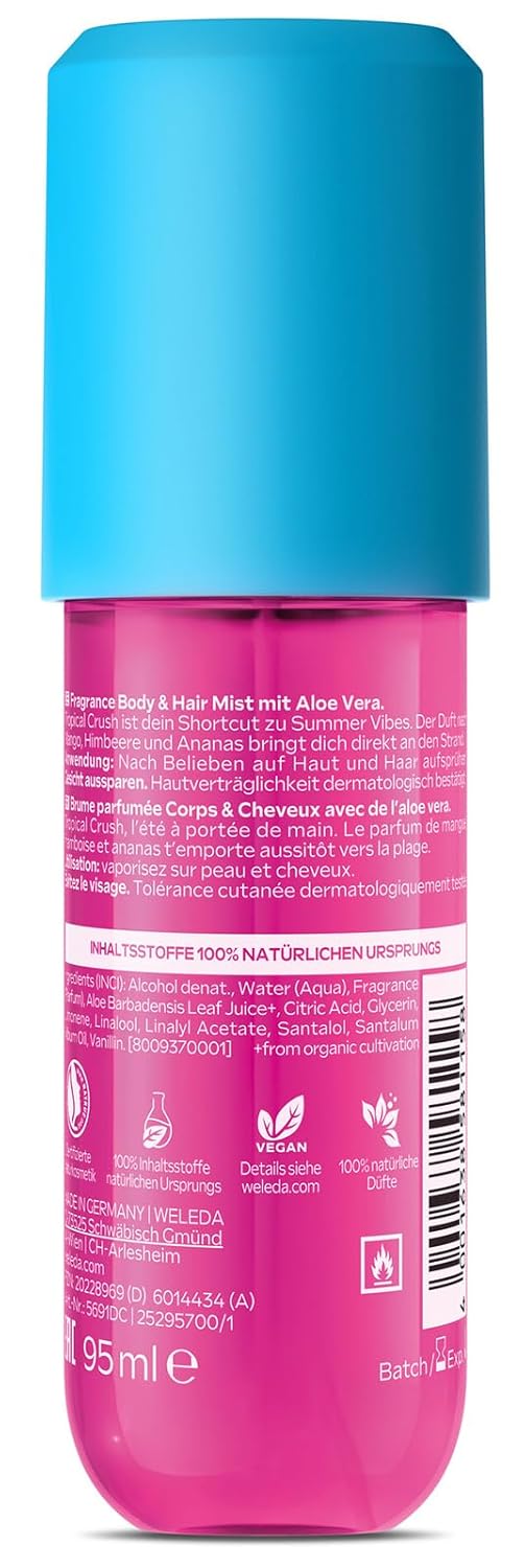 WELEDA Organic Fragrance Body & Hair Mist Tropical Crush – Naturkosmetik Körperspray/Körperspray mit Mango-, Himbeer- & Ananasduft, erfrischt Haut & Haare (vegan, 95 ml) – Bild 7
