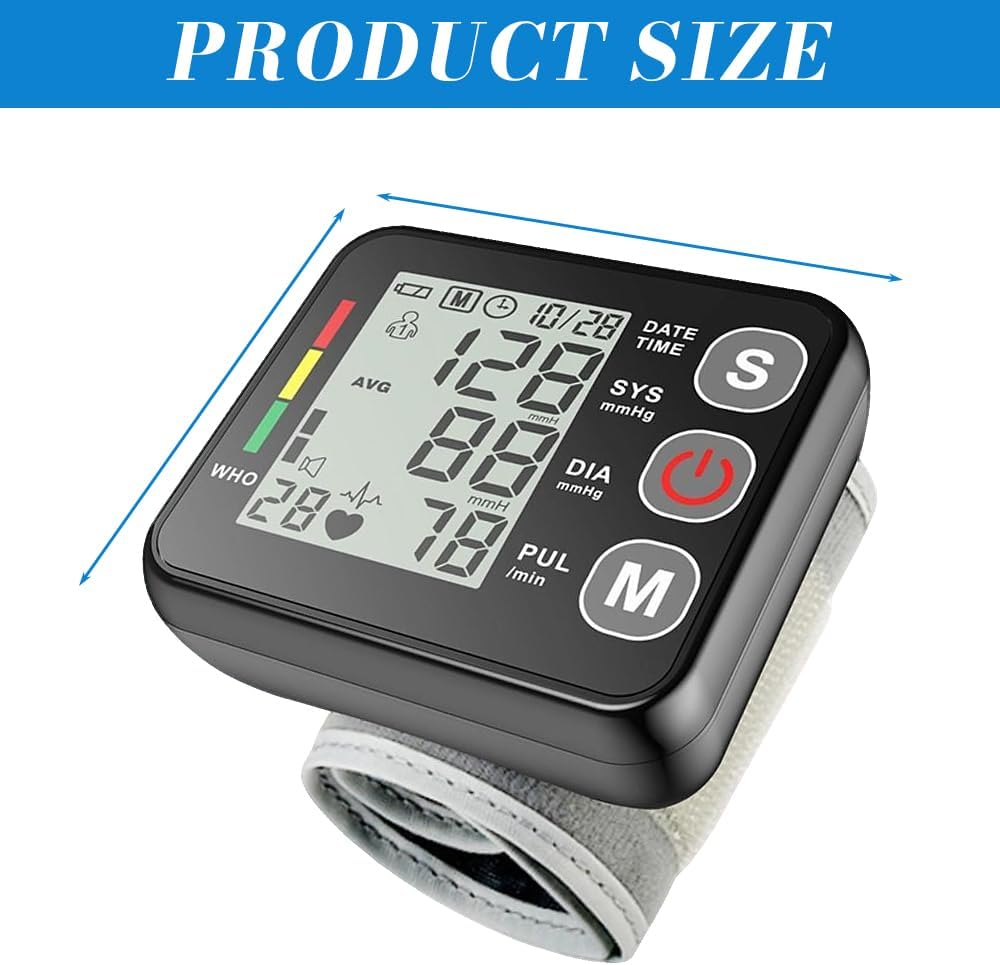 Blutdruckmessgerät für das Handgelenk, vollautomatisch, großes LED-Display, Arrhythmie-Erkennung, 2 x 99 Speicherplätze, 13,5–21,5 cm – Bild 2