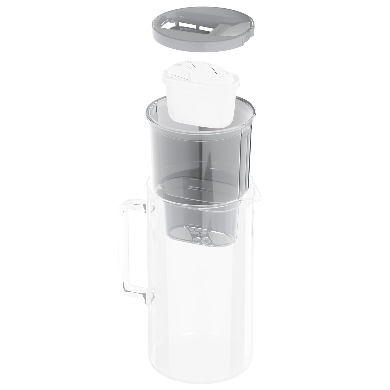 Wessper Wasserfilterkanne aus Glas, 3 l, kompatibel mit Brita Maxtra, inklusive 1 Wasserfilterkartusche, reduziert Kalk und Chlor, grau – Bild 3