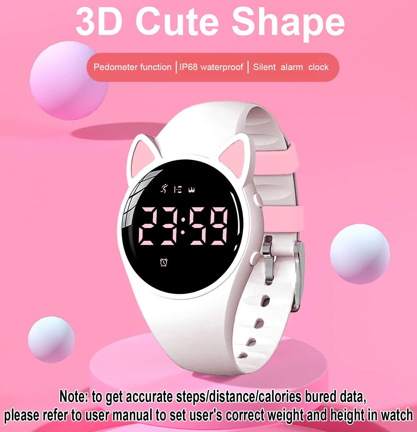Kinder Schrittzähler Uhr Fitness Tracker Ohne App/Handy, IP68 wasserdichte Digitale Armbanduhr Sportuhr mit Schrittzähler Kalorienzähler Distanzzähler Timer Wecker für Kinder Mädchen Jungen – Bild 3