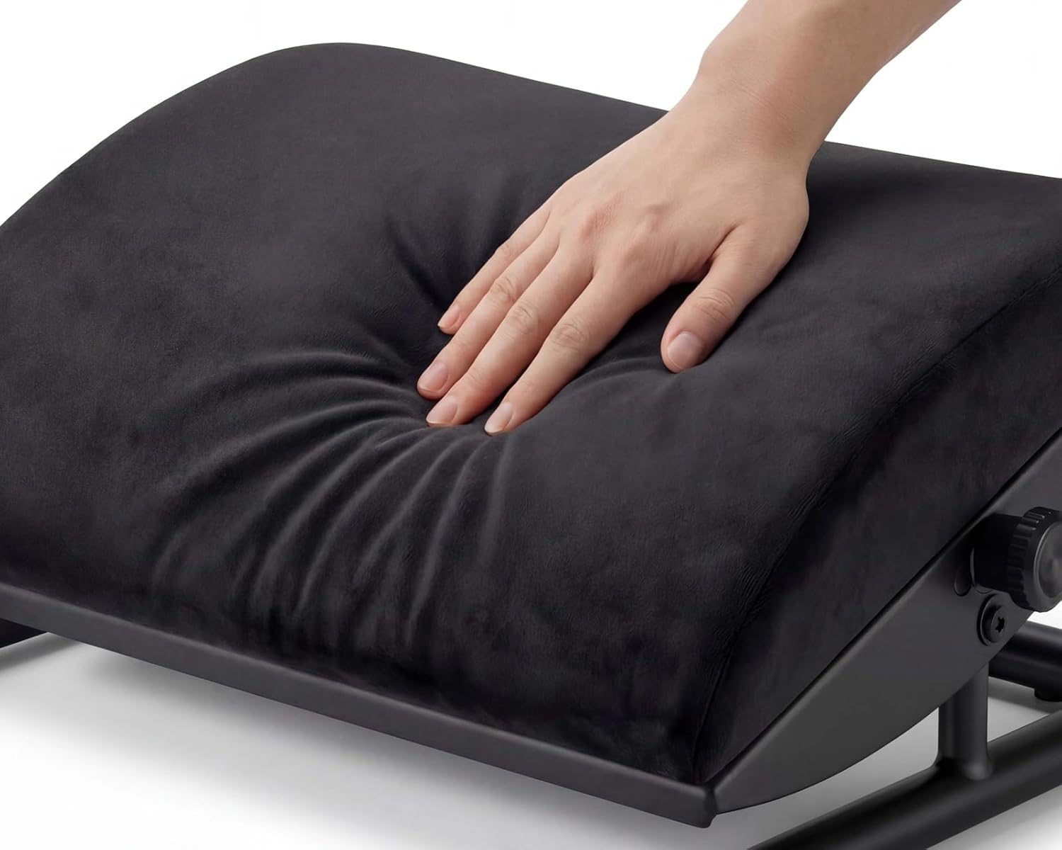 Verstellbare Fußstütze – Ergonomische Fußstütze für Schreibtischneigung +20° bis -20°, Schaumstoff und Stahl, Schwarz – Bild 4