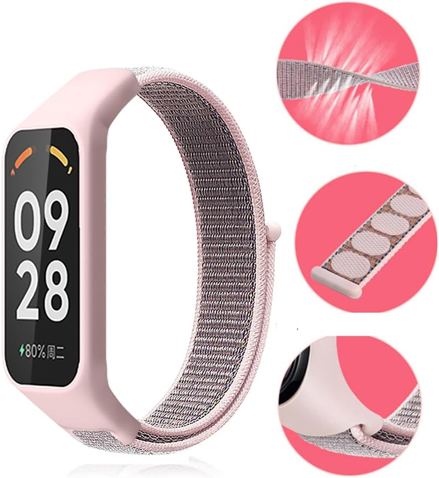 FYISWHO Atmungsaktives Sportarmband für Xiaomi Smart Band 8 Active, Nylon-Armbänder, Uhrenarmband, Ersatzarmband für Redmi Smart Band 2 – Bild 4