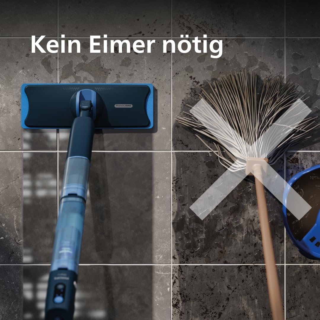 Elektrischer Wischmopp der Philips OneUp 5000-Serie – 2 x sauberere Böden², 2 x schnelleres Wischen, zwei Feuchtigkeitseinstellungen für harte und empfindliche Böden, kabellos mit 360°-Schwenkung (XV5113/01) – Bild 7