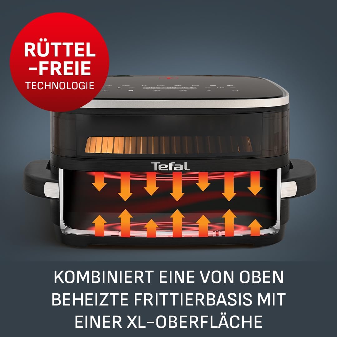 Tefal Easy Fry XL Oberflächen-Heißluftfritteuse – Airfryer mit Sichtfenster und XL-Kochfläche (bis zu 1 kg), digitales Bedienfeld, extra knusprig, energieeffizient und schnell, antihaftbeschichtet, kompakt, Pizzaofen FW4018 – Bild 6