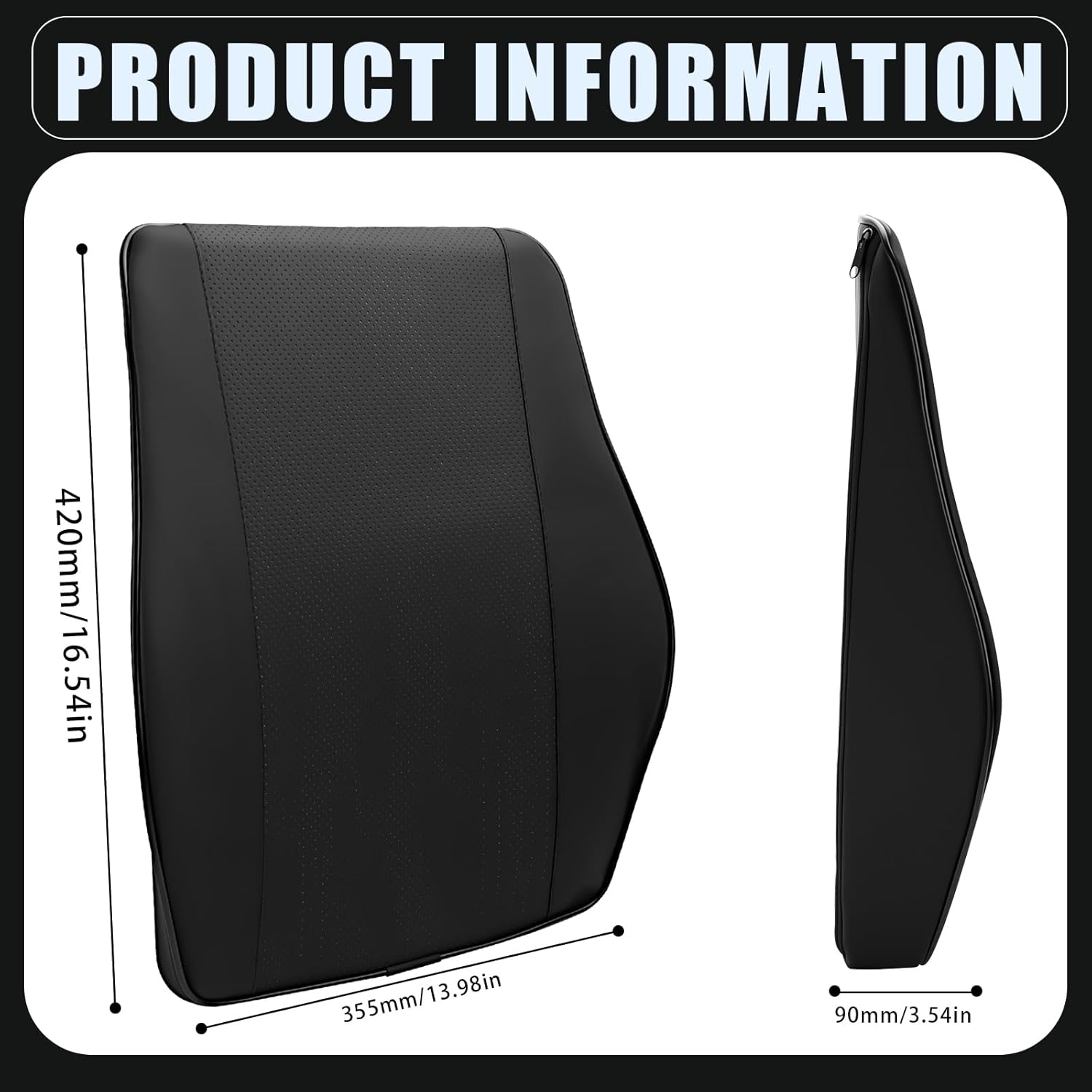 Mumjooyi Lendenkissen, Autokissen, Lendenwirbelstütze, ergonomisches Lendenwirbelstützkissen, verstellbare Lendenwirbelstütze, Lendenwirbelstütze, Lendenkissen, Auto-Rückenstützkissen für Auto, Zuhause, Büro, 42 x 35,5 x 9 – Bild 2