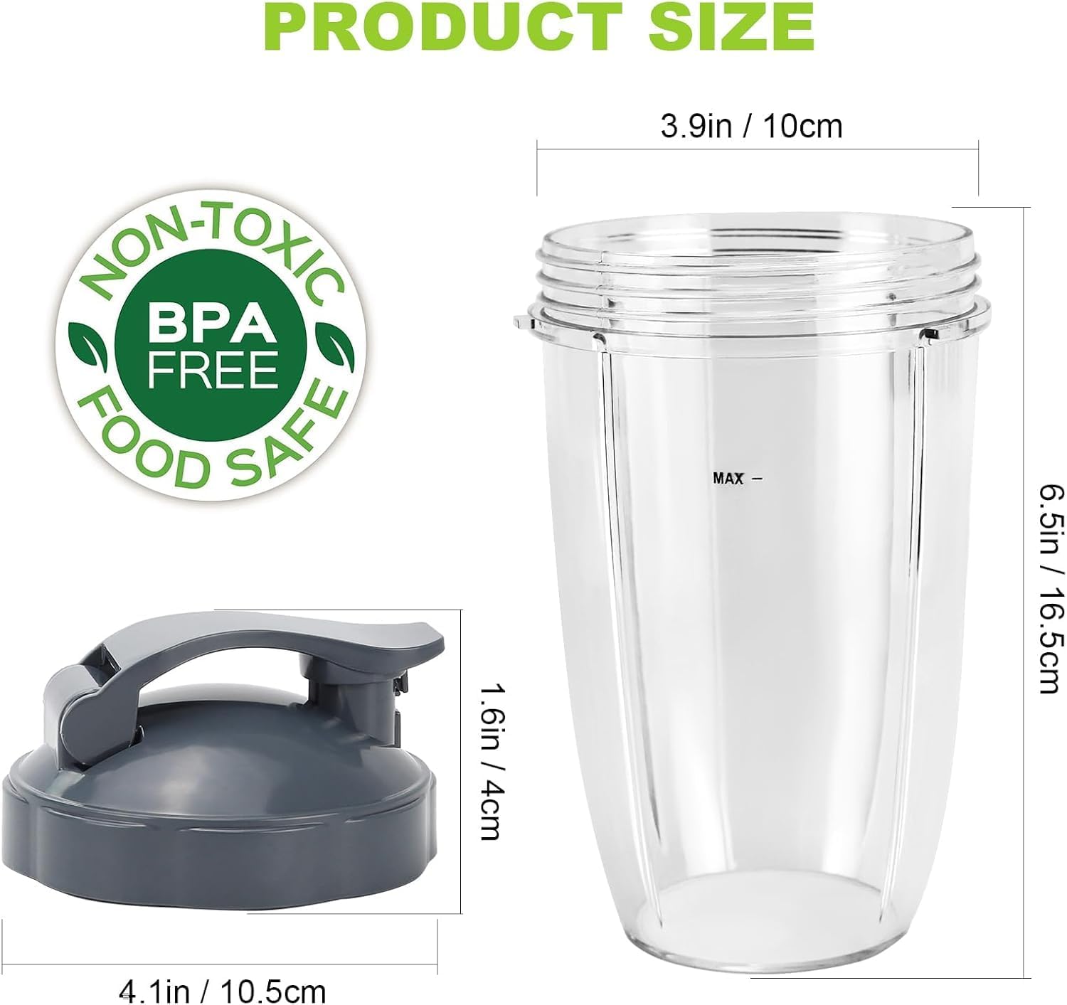 24-OZ-Mixer-Ersatzbecher für NutriBullet Pro 900W/600W-Serie Becher mit Flip Top to Go-Deckel (2er-Pack) – Bild 2