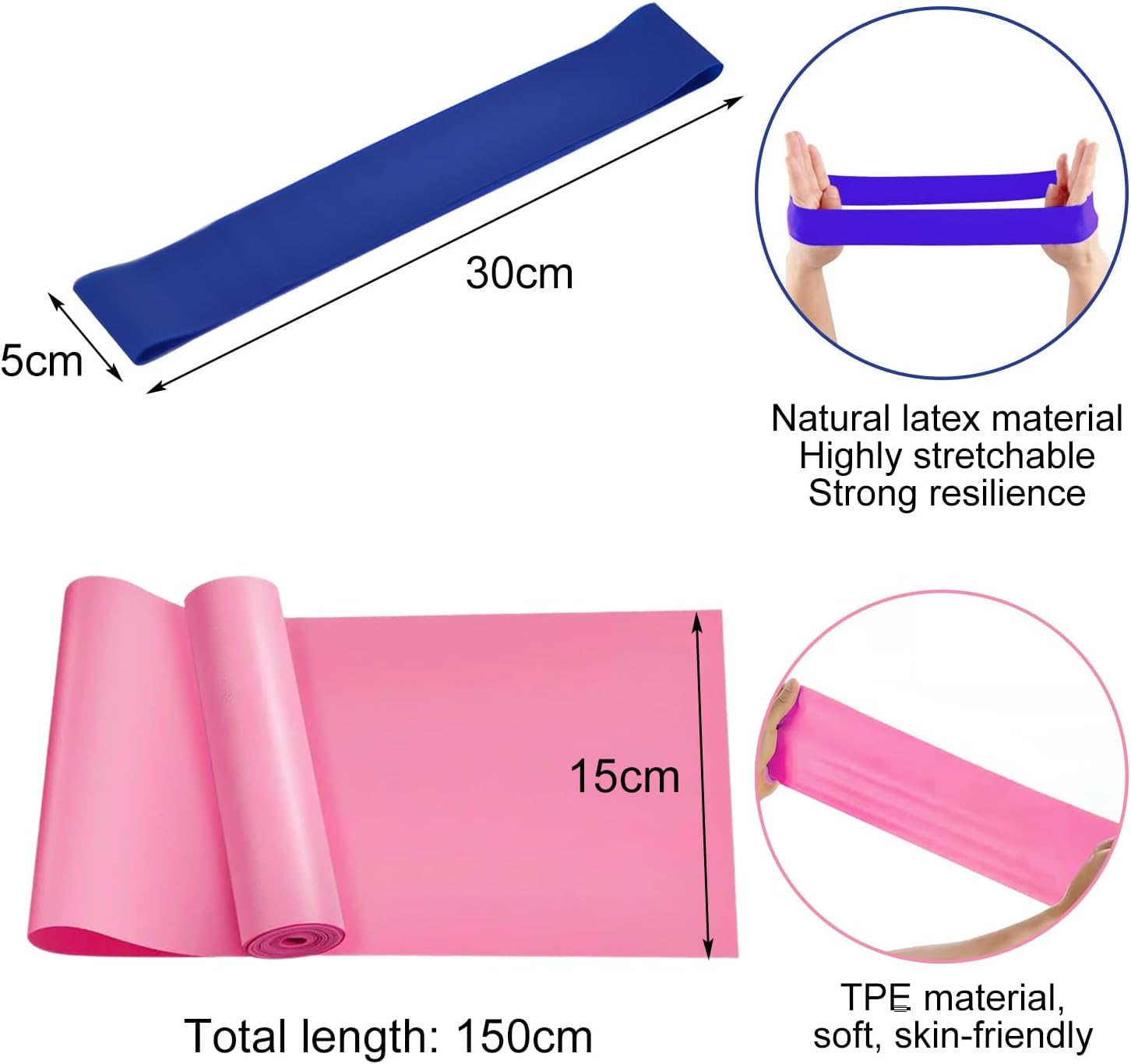 2er-Set Fitnessband & Widerstandsband – Latex-Widerstandsbänder für Ganzkörpertraining, Fitnessbänder, Widerstandsbänder, Widerstandsbänder, ideal für Anfänger – Bild 2