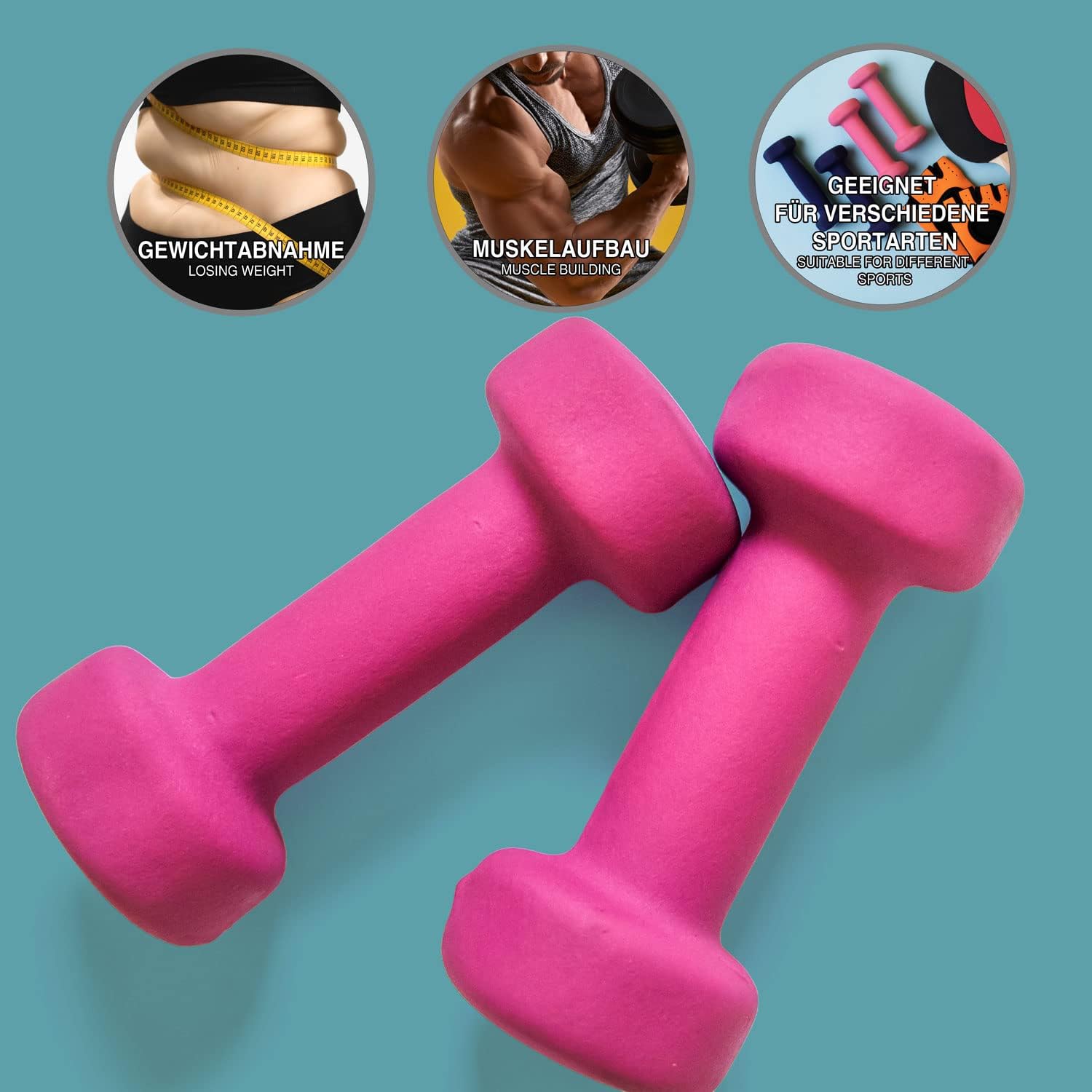 Body & Mind Hanteln 2er Set, Gymnastikhanteln, Kurzhanteln, Kurzhanteln, effektives Krafttraining mit verschiedenen Gewichten, Fitness-Workout für zu Hause – Bild 4