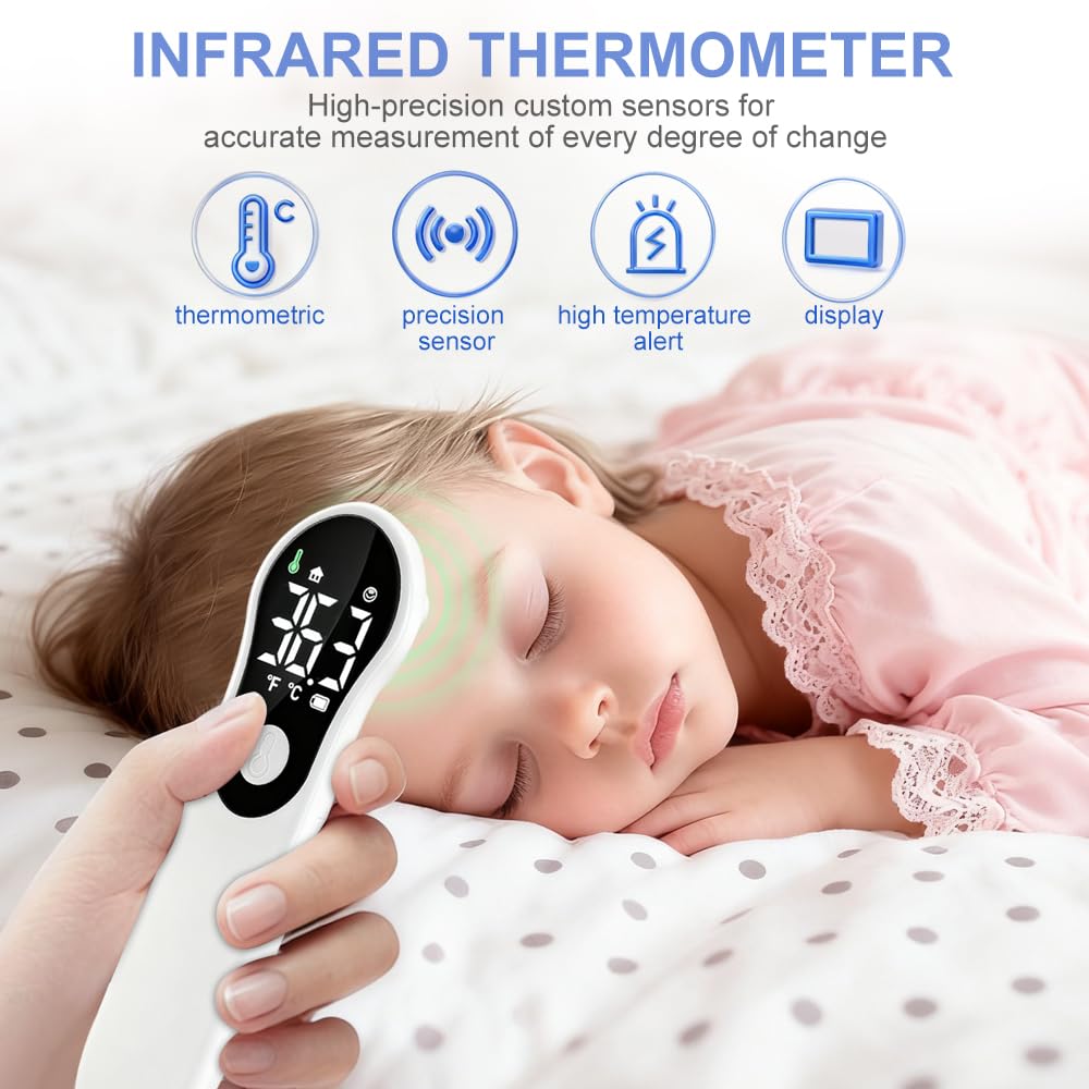 Fieberthermometer Stirnthermometer – wiederaufladbar & kontaktlos, Infrarot-Stirnthermometer für die ganze Familie mit sekundenschneller Messung – für zu Hause und unterwegs – Bild 3