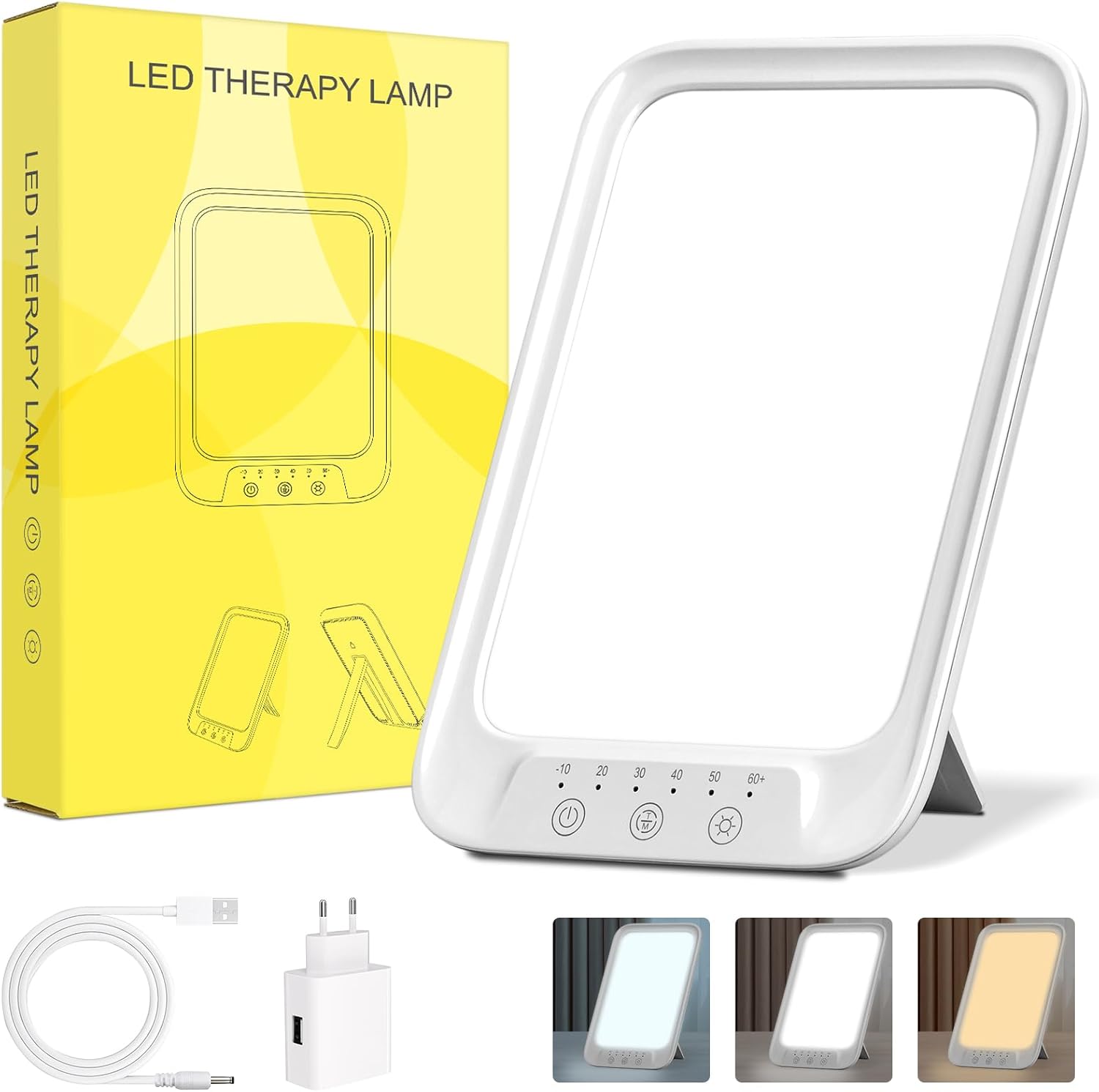 NIKYJM Tageslichtlampe 20000 Lux Lichttherapielampe mit 3 Farbtemperaturen, 10 Helligkeitsstufen und 6 Timern, UV-freie LED-Lichttherapielampe Tageslicht, Touch Control Sonnenlichtlampe
