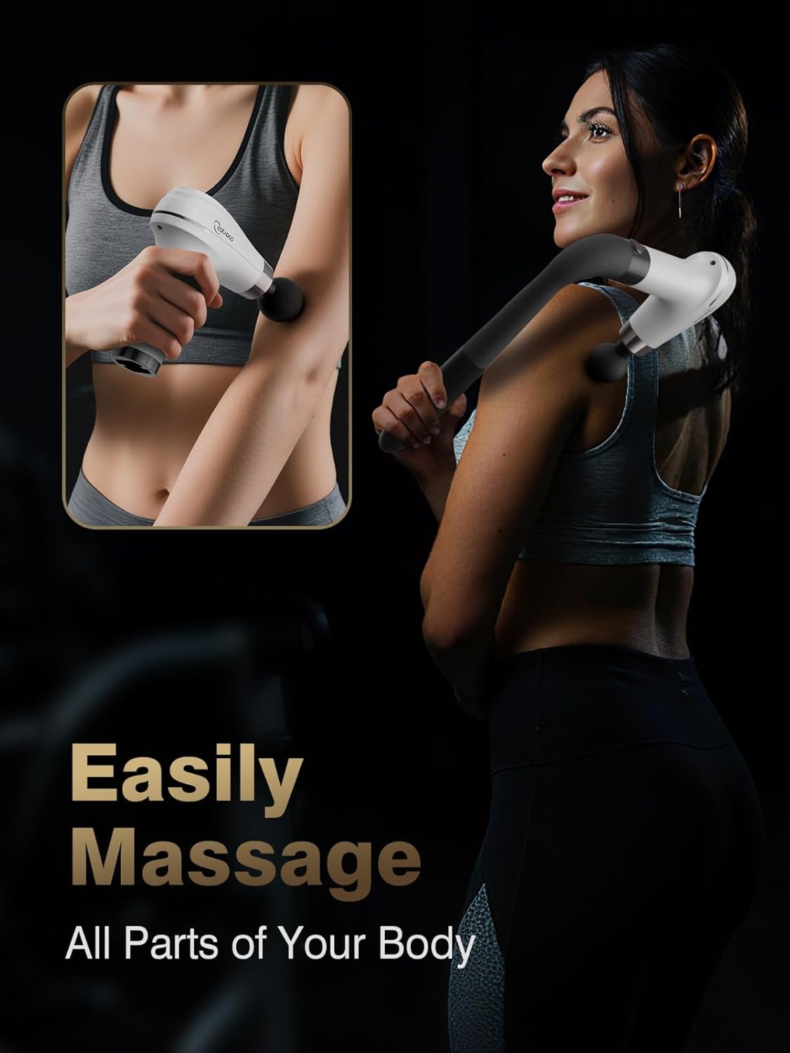 cotsoco Massagepistole mit verbessertem Verlängerungsgriff, Percussion-Tiefenrückenmassagegerät mit 4 Massageköpfen und 6 Geschwindigkeitsstufen, Geschenk für Sie und Ihn – Bild 3