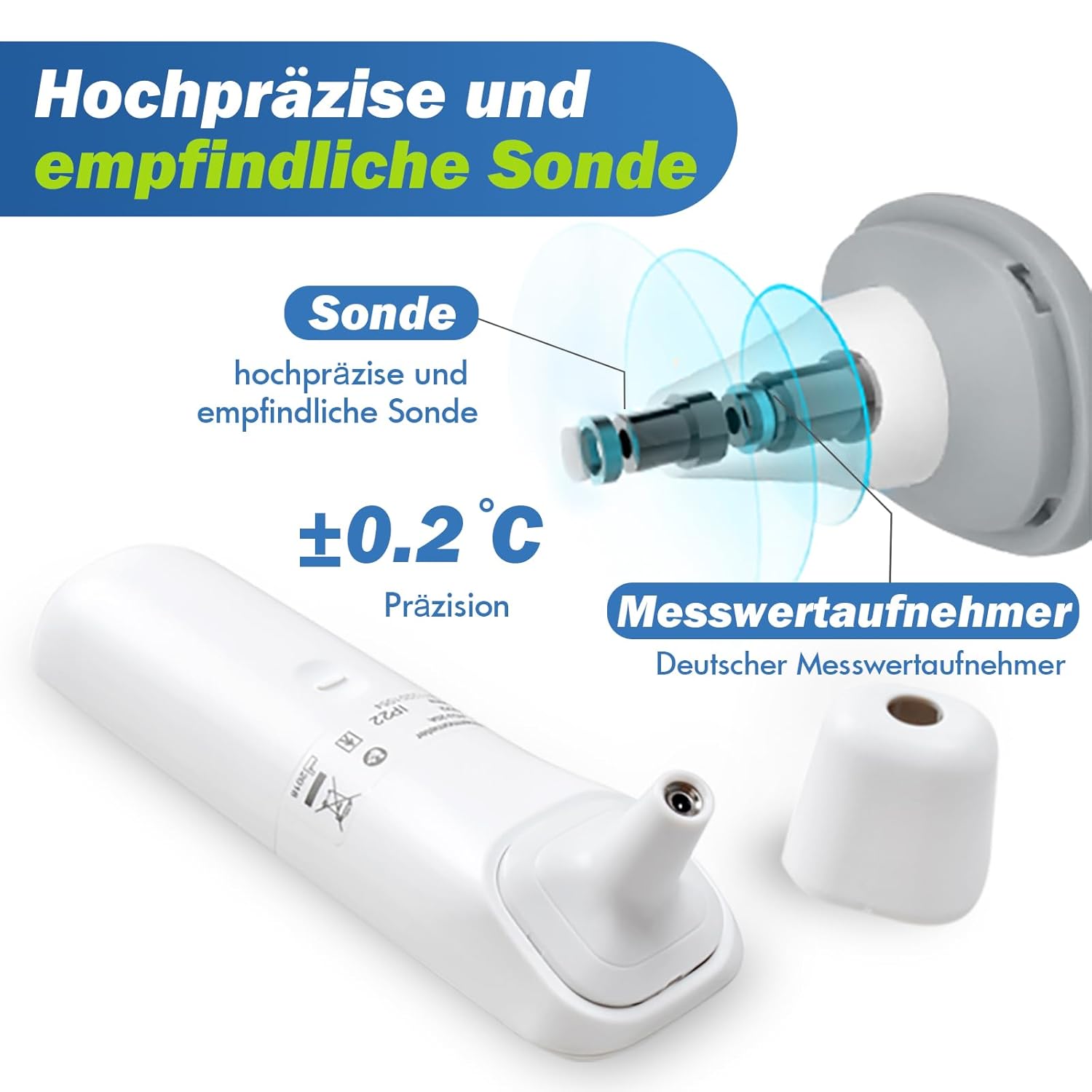 ELERA Fieberthermometer Ohr, Fieberthermometer berührungslos mit vier Messmodi und vierfarbiger Temperaturanzeige, Stirnthermometer Baby mit 1 Sekunde Messzeit und 40 Speicherfunktionen – Bild 5