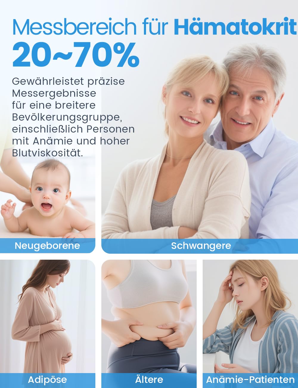 IMDK Blutzuckermessgerät-Set (mg/dl), CLINIC PRECISION Blutzuckermessgerät mit 100 Teststreifen, 100 Lanzetten und 1 Stechhilfe – Codierungsfrei & großes Display – Bild 6