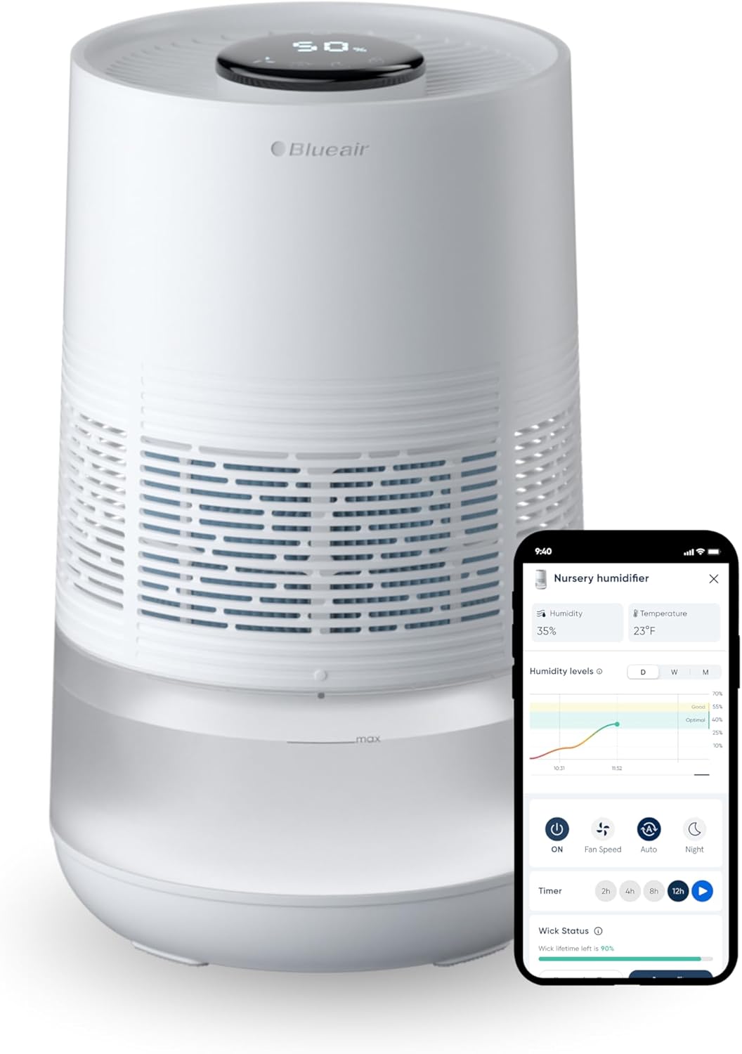 BLUEAIR Premium Smart Luftbefeuchter für Räume bis zu 46 m²: 3,5 l spülmaschinenfester Tank, besserer Schlaf dank Verdunstungstechnologie, Auto- und Nachtmodus – Bild 4