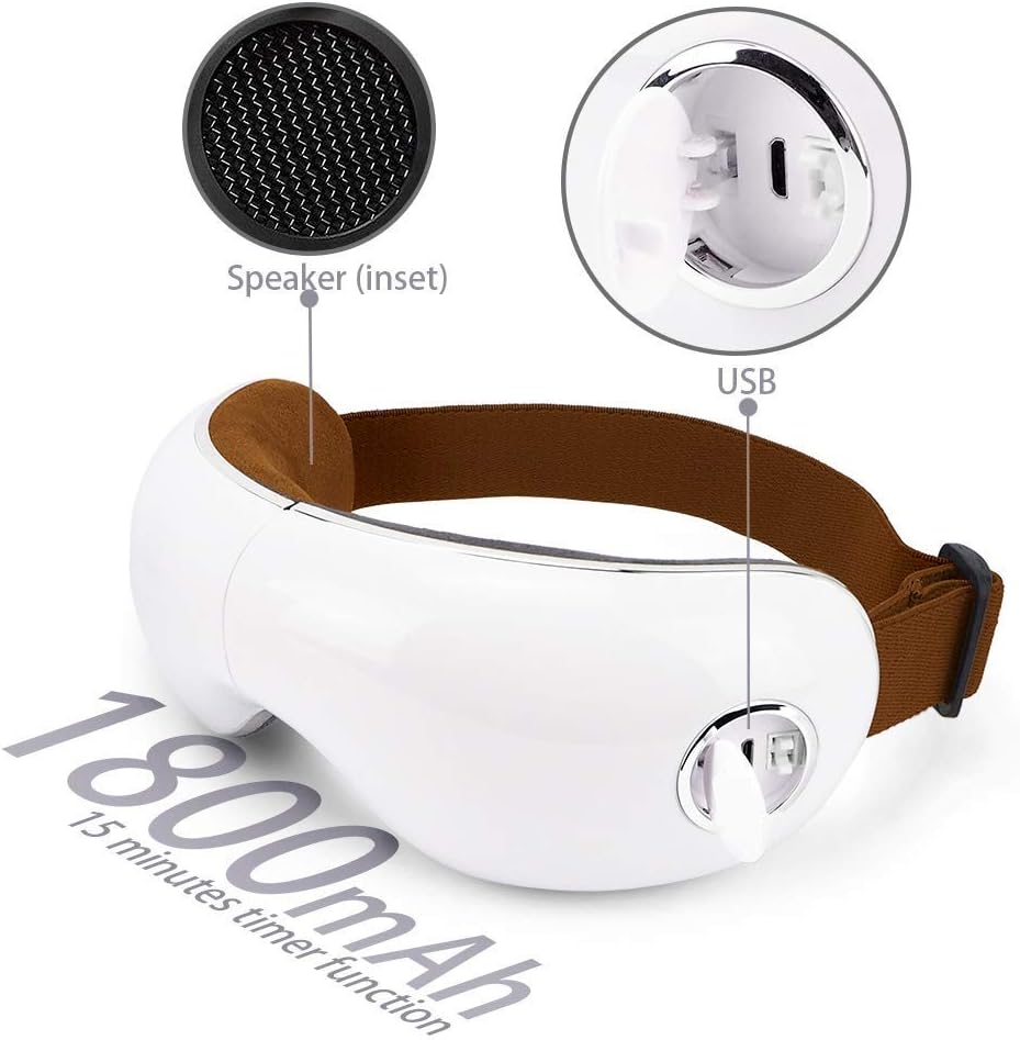 GLOBAL RELAX Skandas Gesichts- und Augenmassagegerät, faltbare Brille mit Vibrationsmassage, Pressotherapie, Wärme, Musik, Concealer für Augenringe, integrierte Lautsprecher – Bild 6
