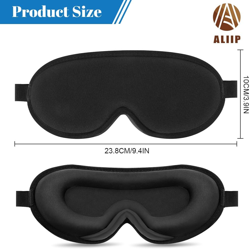Schlafmaske, 1 x Schlafmaske mit verstellbarem Gummiband für Damen und Herren, Schlafmaske für Seitenschläfer, lichtblockierend und atmungsaktiv, 3D-Augenmaske für Reisen – Bild 2