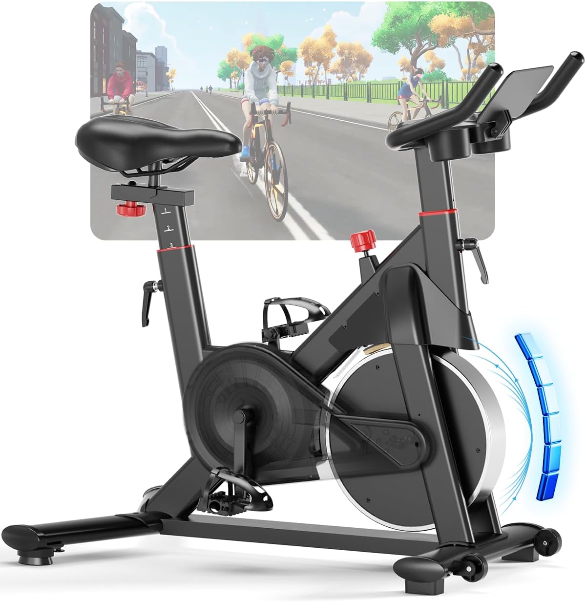 Heimtrainer mit App, Superun Ergometer Spinning Bike Indoor mit einstellbarem Widerstand, magnetischer Widerstand stationär, 15 kg Schwungrad, extrem leise für Cardio-Training zu Hause