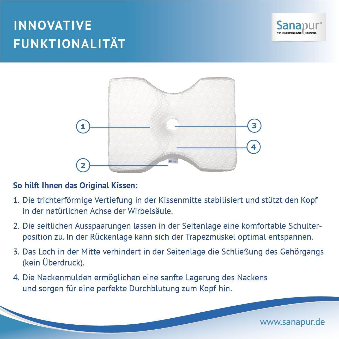 Sanapur Original Kissen 4.0 – Version MED – Orthopädisches Seitenschläferkissen, hergestellt in Deutschland mit Viscoschaum/Weichschaum – Bild 7