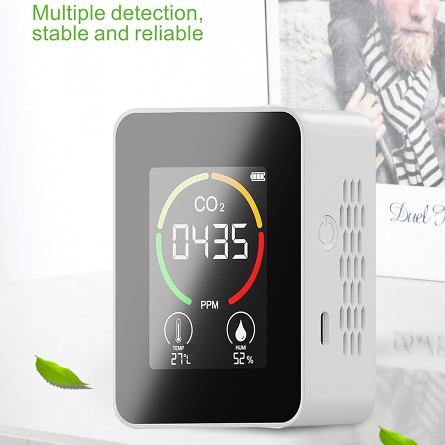 Luftqualitätsmonitor, LCD-Großbild-Radondetektor, Raumluftqualitätsmonitor mit intuitivem Farbcodierungssystem für Gewächshäuser, landwirtschaftliche Produktion – Bild 2