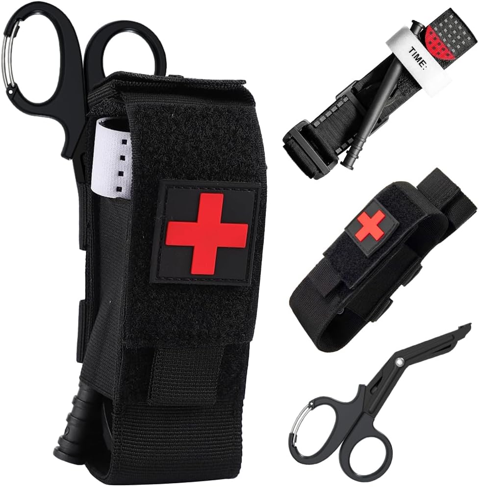 Mineup Bandage Tourniquet Set, Taktische Tourniquets, Militär Tourniquet und Schere Tournique Holster, Einhand-Erste-Hilfe-Set, Taktische Tourniquet für Outdoor-Sport, Camping, Wandern
