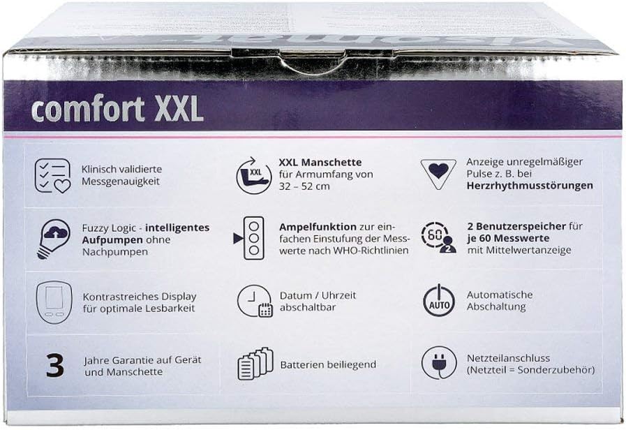 Visomat 24076 Comfort Xxl Blutdruckmessgerät Oberarm große Manschette bis 52 cm Armumfang 800 g – Bild 7