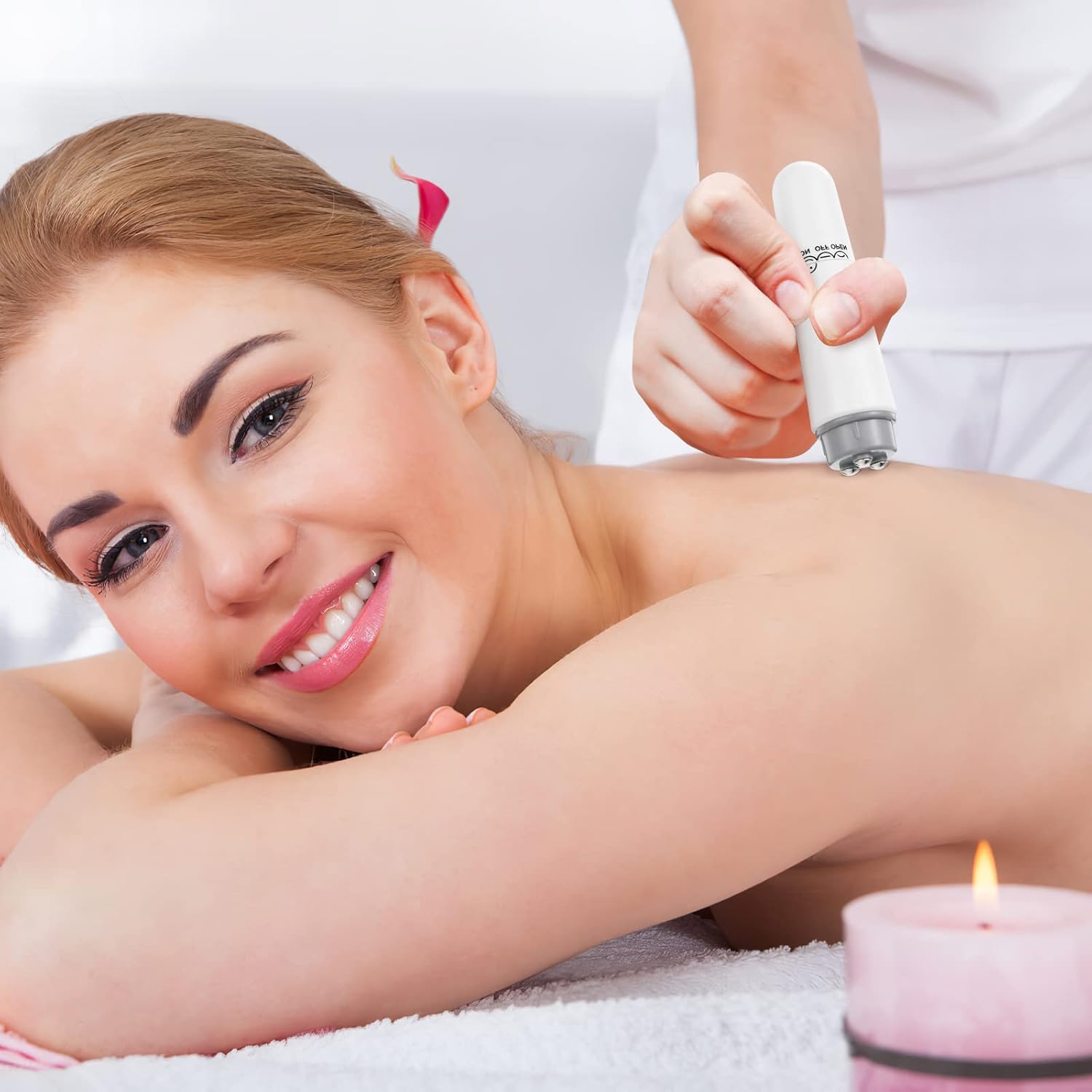 FOMIYES Gesichtsmassagegerät: 4-in-1-Mini-Elektro-Akupressur-Massagegerät für Muskeln (weiß) – Bild 9