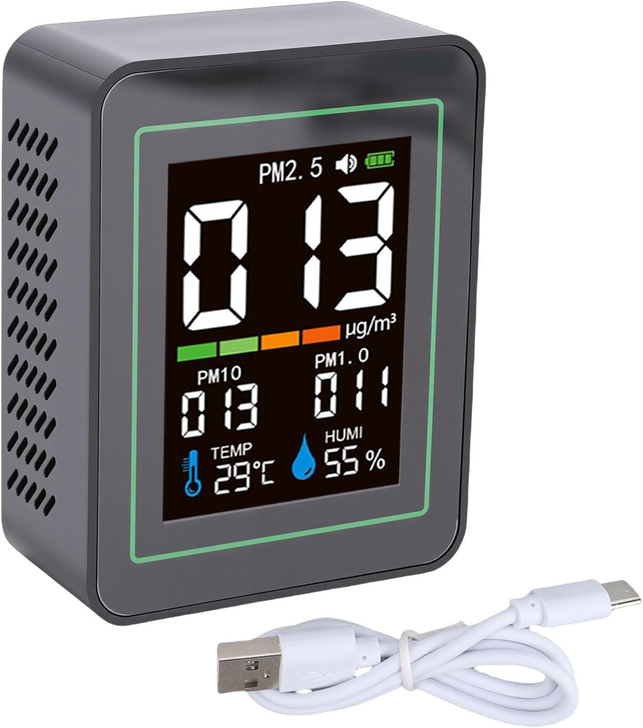 Bewinner Luftqualitätsmonitor 5-in-1: PM2,5 PM10 PM1,0-Detektor mit Temperatur- und Feuchtigkeitssensor, Echtzeittester für Zuhause, Büro, Industrie, Labor – Bild 5