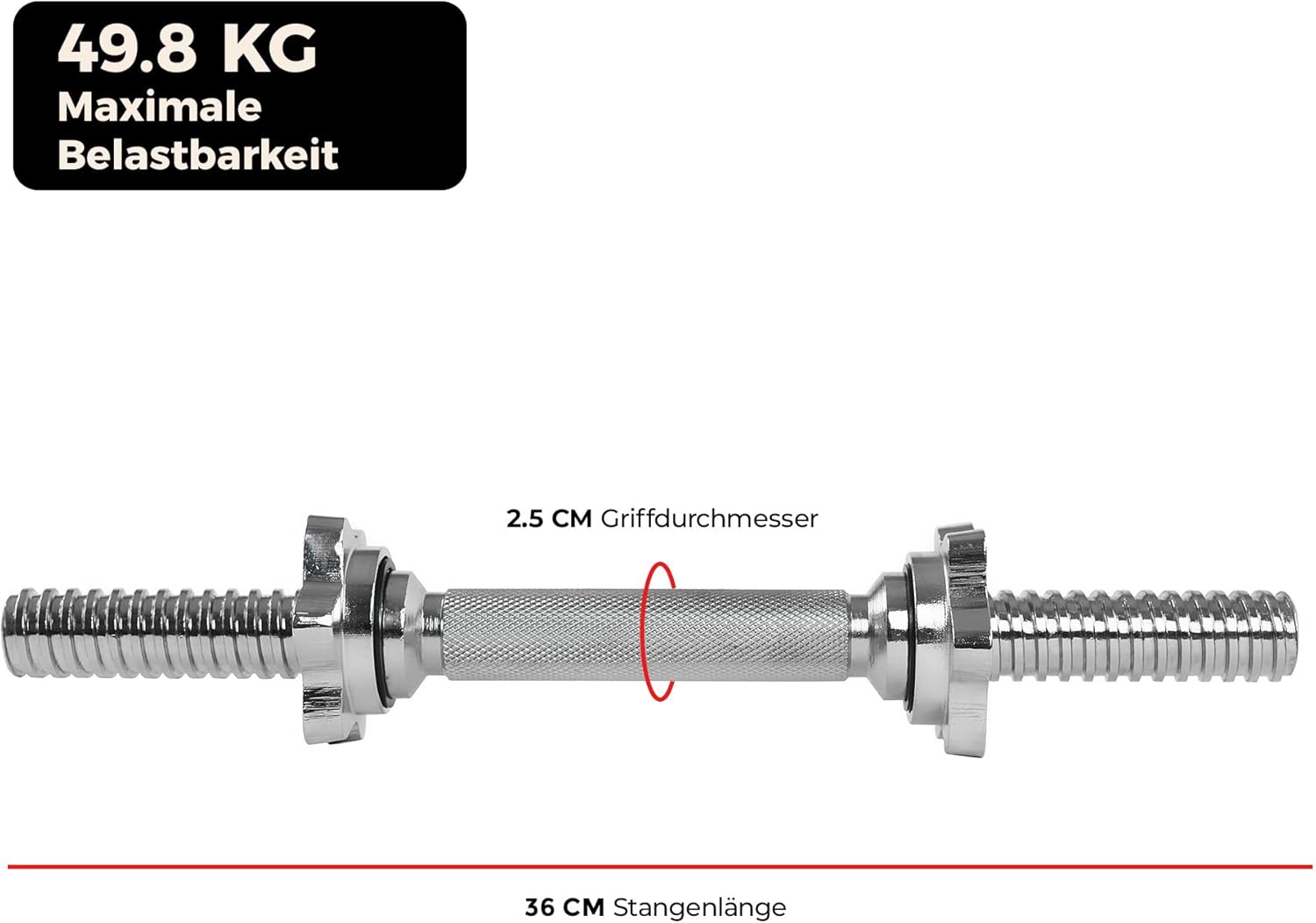 Right Way Fitness STDBH-14 14 Zoll Hantelstange mit Gewinde – Bild 7