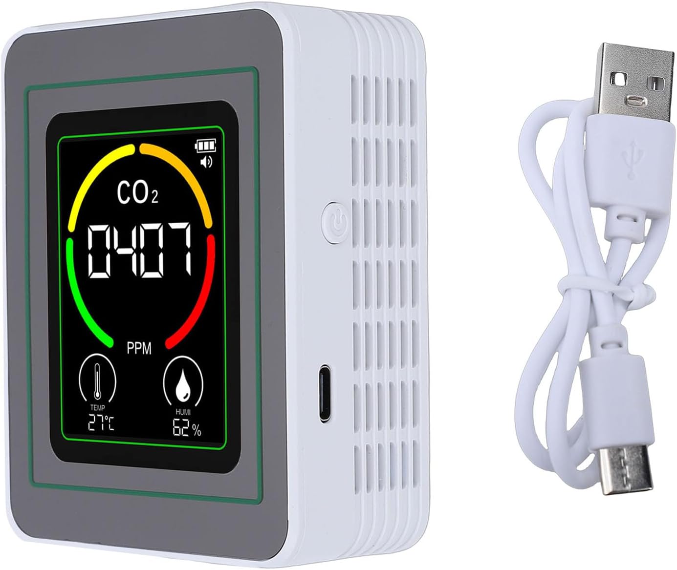 Topiky 3-in-1-Professioneller Luftqualitätsmonitor für Innenräume, CO2-Temperatur-Feuchtigkeits-Erkennungstester, Tragbarer Luftqualitätstester, Temperatur-Feuchtigkeitsmessgerät-Kit für das – Bild 6