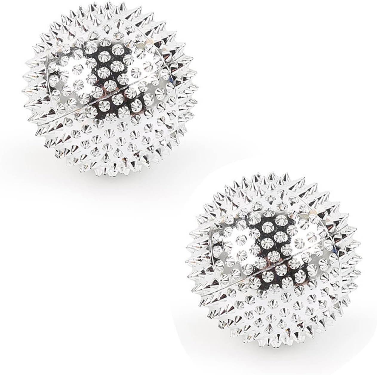 2 Stücke Skills Igelball Metall, Magnetische Akupressurkugeln, Akupressur Massagegerät Klein 32mm Durchmesser für Stressabbau Oder Massage, Gegenanspannung, Mehr Beweglichkeit, Konzentration (Sliber)