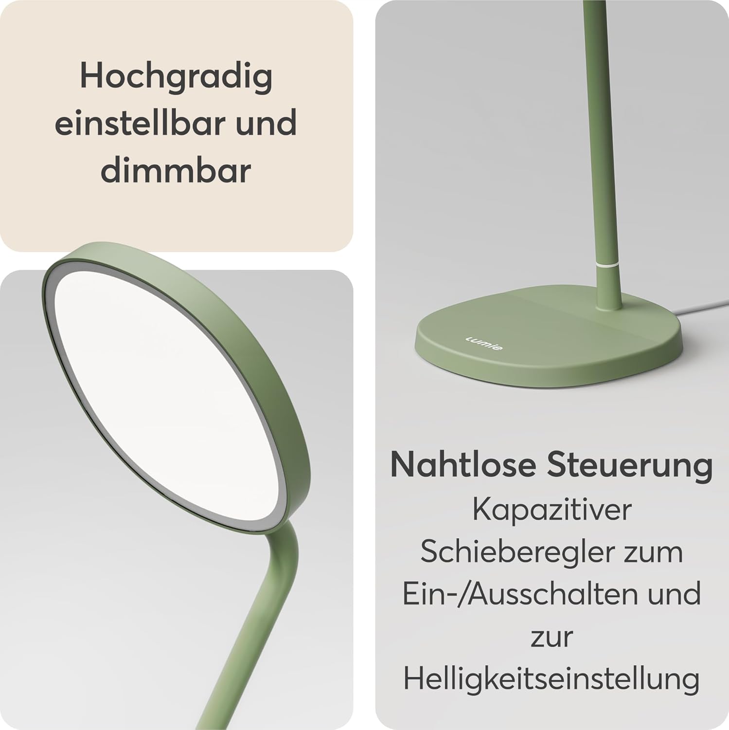 Lumie-Aufgabe | Hochregulierbare helle LED-Lichttherapie-Schreibtischlampe gegen Winterblues, kristallklare Beleuchtung, maximaler Sehkomfort, verbesserte Stimmung und Energie | Salbeigrün – Bild 8
