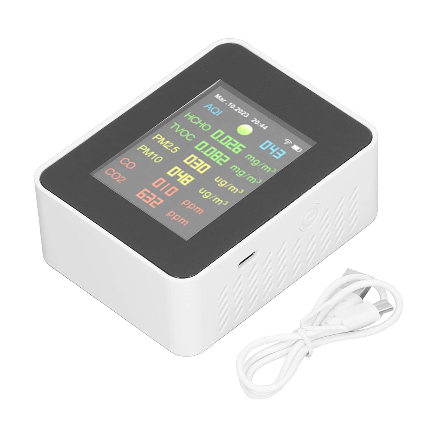 9-in-1-Luftqualitätsmonitor, WiFi-Raumluftqualitätstester, erkennt organische Schadstoffe PM2,5, PM10, HCHO, CO, CO2, Temperatur- und Luftfeuchtigkeitsmesser, 2000 mAh – Bild 2