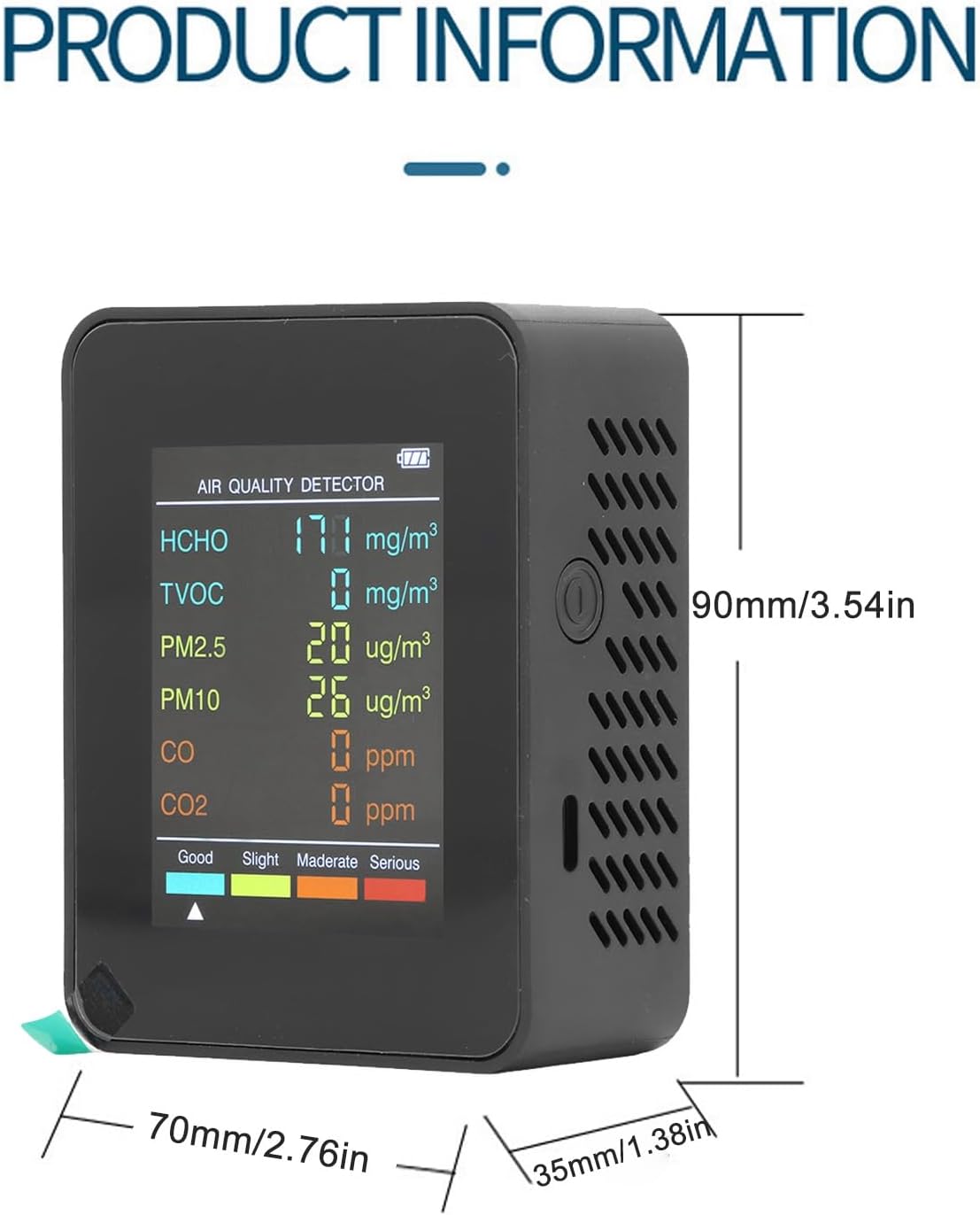 Tragbarer Smartair-Qualitätstester, tragbare Luftqualitätsmessgeräte, Luftqualitätstester, professioneller Innenluftqualitätsmonitor für Zuhause und Büro – Bild 7