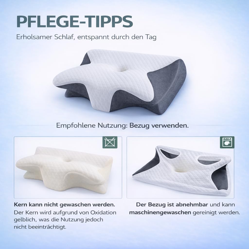 Nackenkissen Ergonomisches orthopädisches Kissen gegen Nackenschmerzen Grau Nackenstützkissen Schlafkissen Memory Foam Kissen Seitenschläfer Rückenschläfer (Grau) – Bild 6